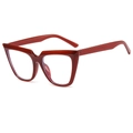 Fashionable dark red cat-eye glasses frame with translucent square large frame design - Red Frame