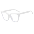 Fashionable white thick frame cat-eye glasses for women with clear blue light lenses - White Frame