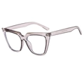 Fashionable retro square grey transparent oversized cat-eye glasses frame shown at 45-degree angle - Grey Frame