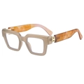 Montatura occhiali quadrata retrò color talpa con stanghette tartarugate - Montatura Grigio Gelatina