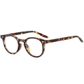 Montura de gafas redonda clásica de carey con remaches de estilo vintage elegante - Marco de carey