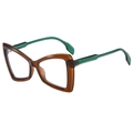 Gafas de mariposa de gran tamaño a la moda con bloques de color marrón y verde transparente - Montura de Té