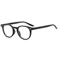 Gafas redondas clásicas en negro brillante con remaches de plata y estilo Boston vintage - Marco Negro