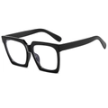 Klassische quadratische Oversize-Sonnenbrille in Schwarz mit dickem Retro-Rahmen - Schwarzer Rahmen Klare Gläser