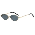 Gafas de sol ovales de metal dorado con lentes gris oscuro para un estilo retro chic - Montura Dorada Negro Gris