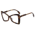 Montura de gafas cat-eye de carey a la moda con lentes transparentes para mujer - Marco de carey