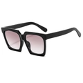 Classic square oversized sunglasses with glossy black frames and gradient pink lenses - Black Frame Gradient Gray Lens