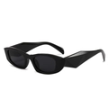 Occhiali da sole cat eye neri alla moda con montatura geometrica e stanghette larghe - Montatura Nera Lenti Grigio Nero