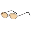 Chic oval metal sunglasses with light orange lenses and dark grey frames for women - Gunmetal Frame Yellow Tea Lens