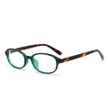 Retro oval sunglasses with dark green frames and tortoise shell temples on white background - Dark Green Frame