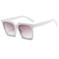 Classic white square oversized sunglasses with pink-brown gradient lenses for women - White Frame Gradient Grey Lens
