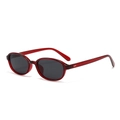 Stylische Retro-Oval-Sonnenbrille mit transparentem rotem Rahmen und dunkelgrauen Gläsern - Roter Rahmen Dunkelgraue Gläser