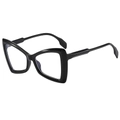 Gafas de mariposa negras de gran tamaño con patillas huecas de diseño vanguardista - Marco Negro