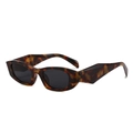 Gafas de sol retro de carey con patillas geométricas anchas y lentes oscuras de moda - Montura Carey Lentes Gris Negro