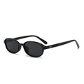 Klassische ovale Vintage-Sonnenbrille in glänzendem Schwarz mit Metallnieten - Schwarzer Rahmen Schwarz Graue Gläser