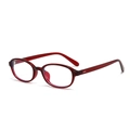 Classic oval sunglasses with dark red translucent frame and blue-light lenses - Red Frame