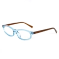 Classic small oval sunglasses with light blue frames and brown temples for women - Blue Frame