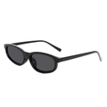 Gafas de sol ovaladas negras clásicas con lentes gris oscuro y un acabado brillante - Montura Negra Lentes Gris Negro
