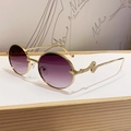 Round gold metal sunglasses with purple gradient lenses and snake decor on temples - Gradient Grey