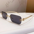 Occhiali da sole quadrati senza montatura con stelle dorate e lenti grigio scuro trendy - Oro Lucido Grigio
