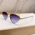 Fashion cat-eye sunglasses with gold metal frame and purple gradient lenses with leopard head - Grey Blue