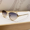 Cat eye sunglasses with gold leopard head decor and blue-to-amber gradient lenses - Blue Yellow Gradient (BT154)