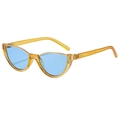 Lunettes de soleil œil-de-chat rétro avec monture jaune translucide et verres bleu céleste - Monture Jaune Verres Bleus