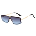 Fashionable oversized frameless sunglasses with gradient purple lenses and gold metal frame - Gold Frame Grey Blue Lens
