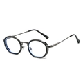 Retro gunmetal round metal frame sunglasses with blue light blocking lenses for style - Black Gun Frame (Clear Lens)