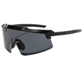 Occhiali da sole da ciclismo oversize nero lucido con lente a maschera e aste antiscivolo - Montatura Nera Lenti Grigio Nero