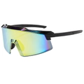 Occhiali da ciclismo con montatura nera opaca e lenti sfumate arcobaleno - Montatura Nera Lenti Specchio Oro