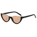 Retro Katzenaugen-Sonnenbrille mit glänzend schwarzen Rahmen, Goldrand und hellbraunen Gläsern - Schwarzer Rahmen Helltee Linsen
