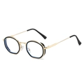 Retro black hexagonal sunglasses with gold metal bridge and sleek temples - Black Gold Frame (Clear Lens)