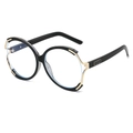 Fashionable oversized round sunglasses in black and gold finish with metal frame - Black Frame Clear Lens