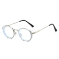 Fashionable round light gold metal glasses frame with anti-blue light clear lenses - White Frame (Clear Lens)