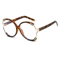 Fashionable round oversized tortoise shell sunglasses with amber texture and gold metal frame - Tortoiseshell Frame Clear Lens