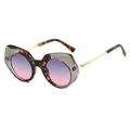 Modische irreguläre Cat-Eye Sonnenbrille mit Verlaufsgläsern und goldenen Bügeln - Grauer Leopard Rahmen Graurosa Linse