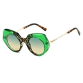 Modische Oversize-Sonnenbrille mit grünem Schildpatt-Rahmen und Gläsern mit Farbverlauf - Grüner Leopardenrahmen Grüne Teegläser