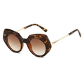 Lunettes de soleil géométriques oversize à motif léopard avec branches en métal doré - Monture Léopard Verres Dégradés Thé