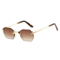 Fashion rimless octagonal sunglasses with brown gradient lenses and gold metal frame - Gold Frame Tea Lens