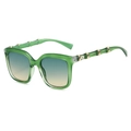 Fashionable square sunglasses with green translucent frames and bamboo-style legs - Green Frame Green Tea Lens