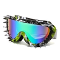 Punk sports goggles with camo frame and sharp spikes featuring colorful mirrored lenses - Black Green Frame Green Mirror