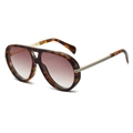 Lunettes aviateur rétro avec monture écaille, verres dégradés bruns et branches dorées - Monture Écaille Verres Thé Clair