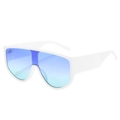 Occhiali da sole oversize con montatura bianca e lenti sfumate blu per un look più snello - Montatura Bianca Lenti Blu Cielo