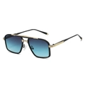 Occhiali da sole con doppio ponte e montatura in metallo nero oro e lenti sfumate blu - Occhiali da sole / Montatura Nero Oro Lenti Blu