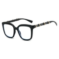 Square black sunglasses with bamboo-style temples and blue light blocking lenses - Black Frame