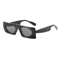 Gafas de sol retro negras con lentes ovaladas y montura cuadrada para mujer chic - Montura Negra Lente Gris