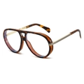 Lunettes de soleil aviateur rétro à monture écaillée, double pont et branches dorées - Cadre Écaille