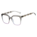 Fashionable oversized square sunglasses featuring unique bamboo-shaped temples and gradient frames - Gray and Pink Frame