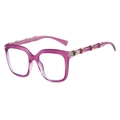 Fashionable purple square sunglasses featuring bamboo-textured temples and gold accents - Purple Frame